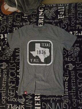 Texas 1836 Y'All Gray Graphic Tee Sz SM